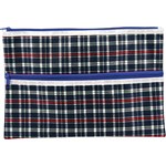 CELCO TARTAN PENCIL CASE 2 ZIP 375 X 264MM