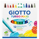 GIOTTO BROAD TIP MARKERS 12 ASSORTED TURBO MAXI