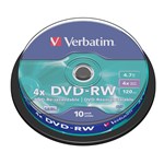 VERBATIM DVDRW 47GB SILVER PACK 10