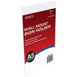 DEFLECTO SIGN HOLDER WALL MOUNT PORTRAIT A5 CLEAR