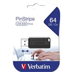 VERBATIM STORENGO PINSTRIPE USB FLASH DRIVE 20 64GB BLACK