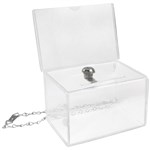 DEFLECTO DONATION BOX LOCKABLE WITH HEADER LANDSCAPE A6 CLEAR