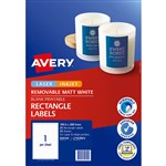 AVERY 959150 L7167REV REMOVABLE MULTIPURPOSE LABEL LASERINKJET 1UP MATT WHITE PACK 25