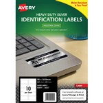 AVERY 959203 L6012 DURABLE METALLIC HEAVY DUTY LABELS SILVER 10UP PACK 20