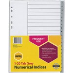 MARBIG INDEX DIVIDER PP 120 TAB A4 GREY