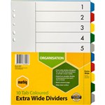 MARBIG EXTRA WIDE DIVIDER PP 10TAB A4 ASSORTED
