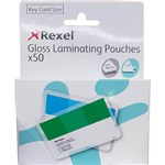 REXEL GLOSS LAMINATING POUCH 180 MICRON KEY CARD 63 X 98MM CLEAR PACK 50
