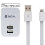 MOKI WALL CHARGER AND SYNCHARGE CABLE USBA TO LIGHTNING 150MM WHITE