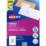 AVERY 959005 L7164 QUICK PEEL ADDRESS LABEL WITH SURE FEED LASER 12UP WHITE PACK 100