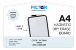 PICTOR MAGNETIC DRY ERASE A4 DOUBLE SIDED WHITEBOARD PVC INCL BLACK MARKER W892