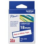 BROTHER TZE242 LAMINATED LABELLING TAPE 18MM RED ON WHITE