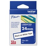 BROTHER TZE251 LAMINATED LABELLING TAPE 24MM BLACK ON WHITE