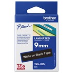 BROTHER TZE325 LAMINATED LABELLING TAPE 9MM WHITE ON BLACK