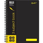QUILL Q599 3SUBJECT NOTE BOOK SPIRALBOUND 70GSM A4 300 PAGE BLACK