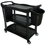 CLEANLINK UTILITY TROLLEY 3 TIER WITH BUCKETS BLACK