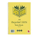 SPIRAX 810 NOTEBOOK 7MM RULED 100 RECYCLED CARDBOARD COVER SPIRAL BOUND A4 120 PAGE