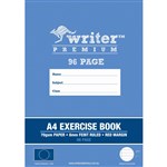WRITER PREMIUM EXERCISE BOOK FEINT RULED 8MM 70GSM 96 PAGE A4 CIRCLE