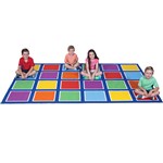 ELIZABETH RICHARDS COLOUR SQUARES PLACEMENT RUG 24 SQUARES 3M X 2M DARK BLUE