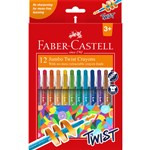 FABERCASTELL JUMBO TWIST CRAYONS ASSORTED BOX 12