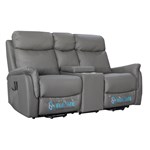 RAPIDLINE HOME ELEVATE ASCOT LOVE SEAT DUAL MOTOR MEDIUM LEATHER DARK GREY