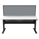 RAPIDLINE BOOST LIGHT SINGLE SIDED WORKSTATION WITH SCREEN  AND CABLE TRAY 1500MM NATURAL WHITE TOP BLACK FRAME GREY SCREEN