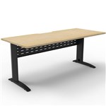DELUXE RAPID SPAN STRAIGHT DESK WITH METAL MODESTY PANEL 1800 X 750 X 730MM BLACKNATURAL OAK