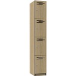 RAPIDLINE MELAMINE LOCKER 4 DOOR 1850 X 305 X 455MM NATURAL OAKBLACK EDGING
