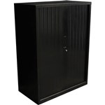 GO STEEL TAMBOUR DOOR CABINET 2 SHELVES 1016 X 1200 X 473MM BLACK