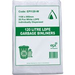 HUHTAMAKI LDPE BIN LINER EPI 120 LITRE WHITE PACK 25