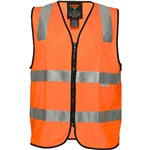 PRIME MOVER MZ102 HIVIS VEST ZIPPER CLOSURE REFLECTIVE TAPE ORANGE LARGE