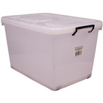 ITALPLAST ROLLER STORAGE BOX WITH LID 90 LITRE CLEAR