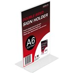DEFLECTO SIGN HOLDER TSHAPE DOUBLE SIDED PORTRAIT A6 CLEAR