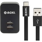 MOKI WALL CHARGER AND SYNCHARGE CABLE USBA TO USBC 900MM BLACK