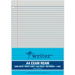 WRITER EXAM PAPER 60GSM 8MM RULED 1 HOLE PUNCHED A4 WHITE 500 SHEETS