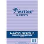 WRITER LOOSE LEAF REFILL REINFORCED 2MM GRID 60GSM A4 50 SHEET