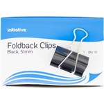 INITIATIVE FOLDBACK CLIP 51MM BLACK PACK 12