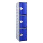 STEELCO HEAVY DUTY HDPE LOCKER 3 TIER FULL HEIGHT 1800 X 385 X 500MM