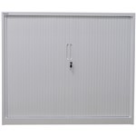 STEELCO TAMBOUR DOOR CABINET 2 SHELVES 1015H X 1200W X 463D MM WHITE SATIN
