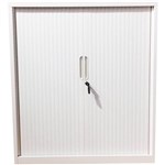 STEELCO TAMBOUR DOOR CABINET 2 SHELVES 1015H X 900W X 463D MM WHITE SATIN