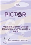 PICTOR COLOURED A4 64 PAGE GROUND  GRASS  SKY EXERCISE BOOK 24MM DOTTED THIRDS PISCES