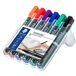 STAEDTLER 352 LUMOCOLOR PERMANENT MARKER BULLET 20MM ASSORTED WALLET 6