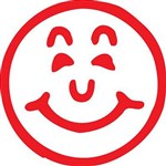 XSTAMPER CE16 PREINKED MERIT STAMP SMILEY FACE 16MM RED