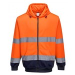 PORTWEST HIGH VISIBILITY ZIPPED HOODY TWOTONE LARGE ORANGE NAVY