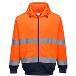 PORTWEST HIGH VISIBILITY ZIPPED HOODY TWOTONE MEDIUM ORANGE NAVY