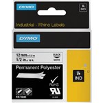 DYMO SD18483 RHINO INDUSTRIAL TAPE PERMANENT POLYESTER 12MM BLACK ON WHITE
