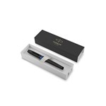 PARKER IM FOUNTAIN PEN VIBRANT RINGS SATIN BLACK WITH MARINE BLUE ACCENTS