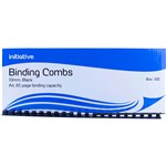 INITIATIVE PLASTIC BINDING COMB ROUND 21 LOOP 10MM A4 BLACK BOX 100