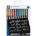 STAEDTLER 8321 METALLIC BRUSH MARKER ASSORTED BOX 10