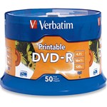 VERBATIM DVDR 47GB 16X PRINTABLE SPINDLE WHITE PACK 50