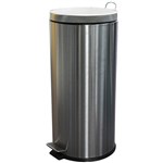 COMPASS GARBAGE PEDAL BIN ROUND 30 LITRE SILVER
